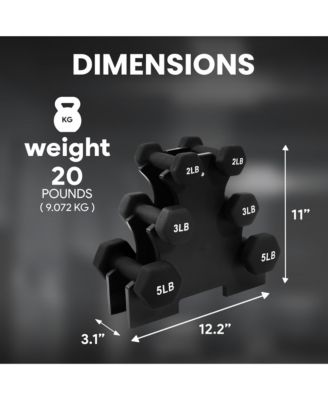 20 Pound Neoprene Coated Dumbbell Set with Stand, Black