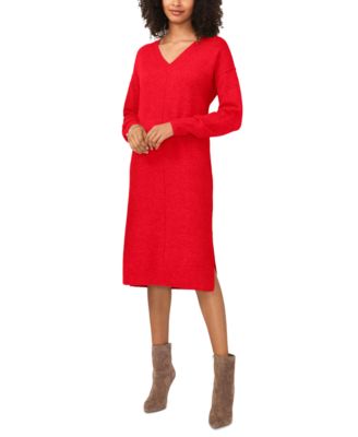 Vince Camuto - Women's V-Neck Long-Sleeve Sweater Dress