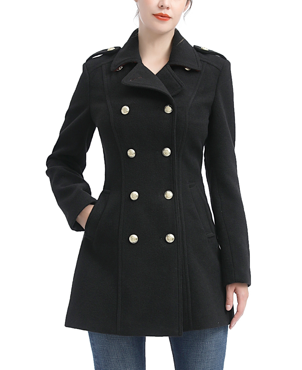 Kimi & Kai Women's Brylee Fitted Wool Pea Coat In Black