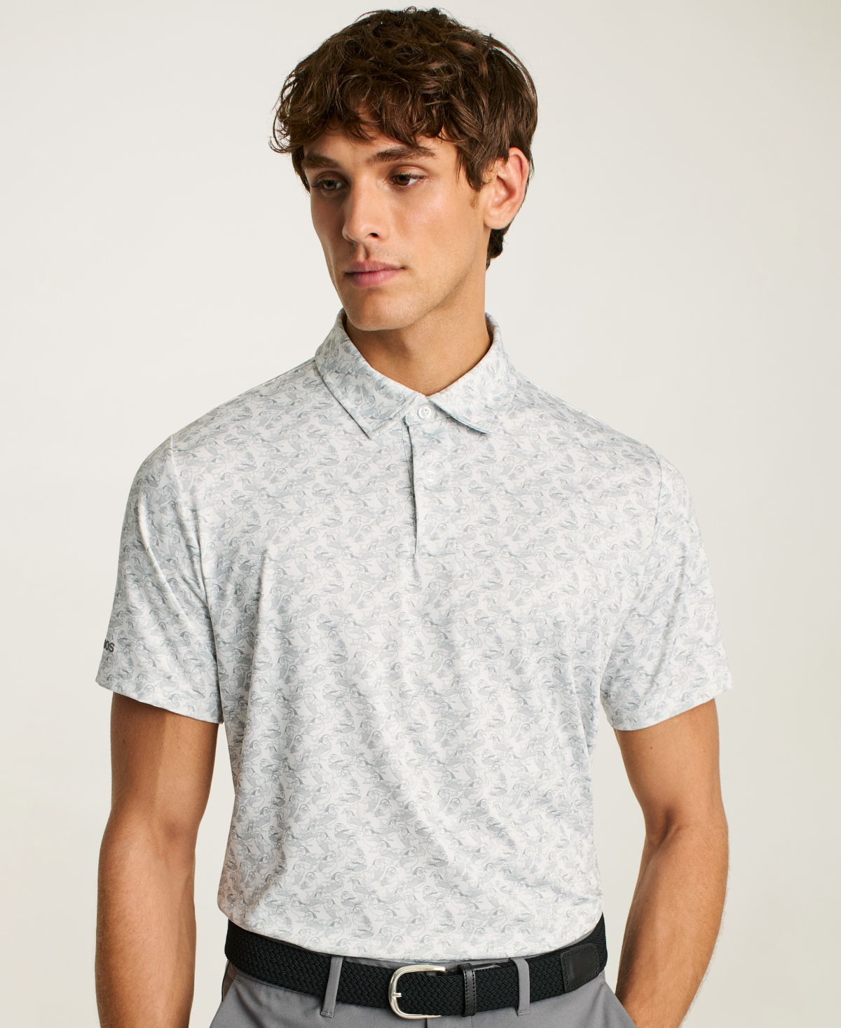 Men's Short Sleeve Bird-Print Performance Polo Shirt - Duck Disco