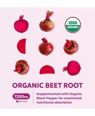 Organic Beet Root Tablets, Super Antioxidant and Nitrate Supplement for Athletic Performance and Stamina, Health's Harmony, 60ct