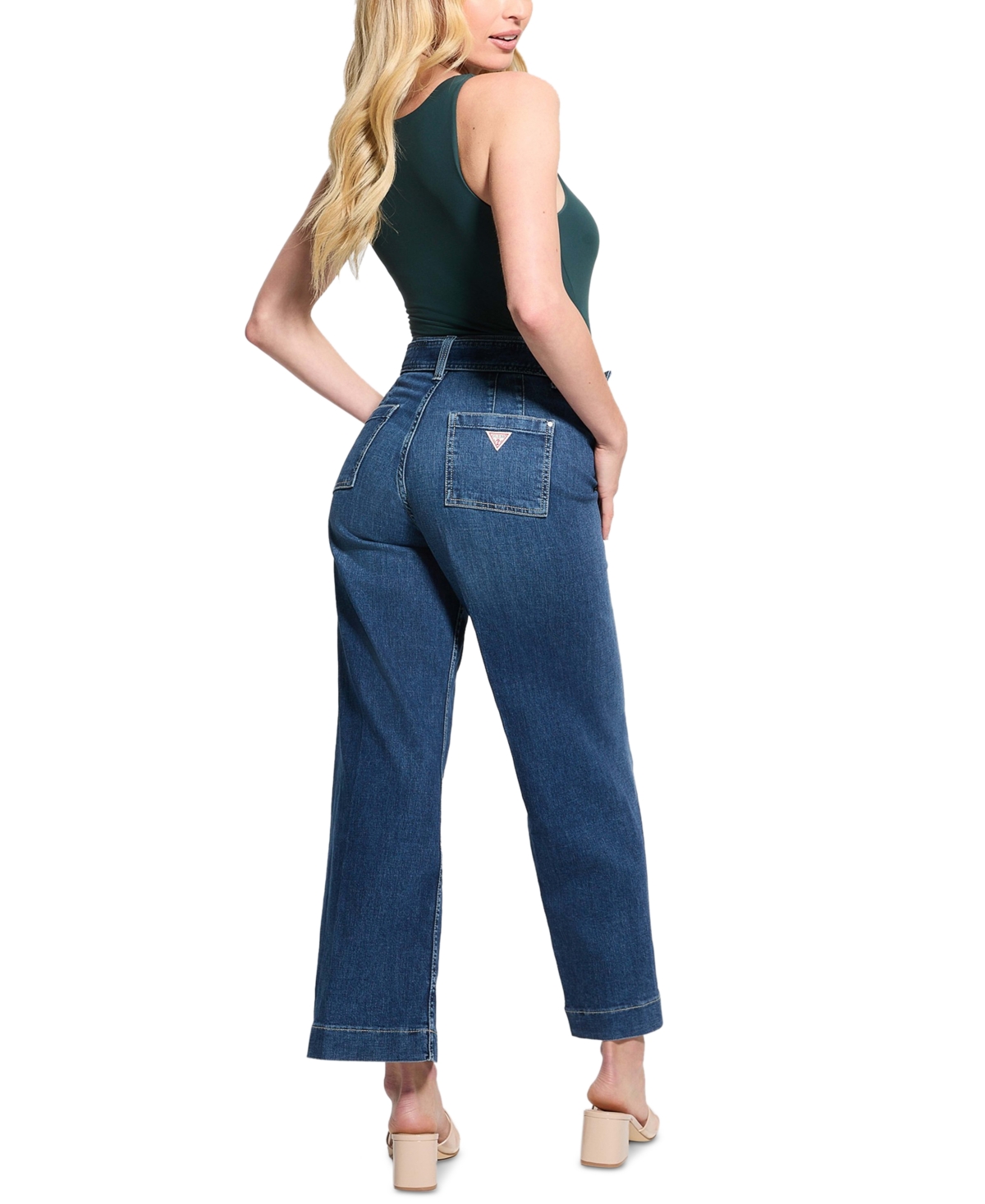 Shop Guess Women's Dakota Belted Wide-leg Jeans In Minimale