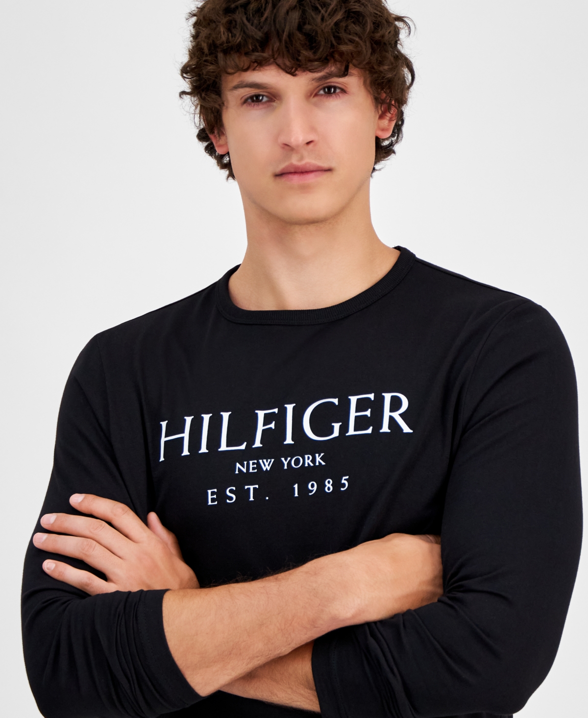 Tommy Hilfiger Men's Cotton Logo Long-Sleeve T-Shirt