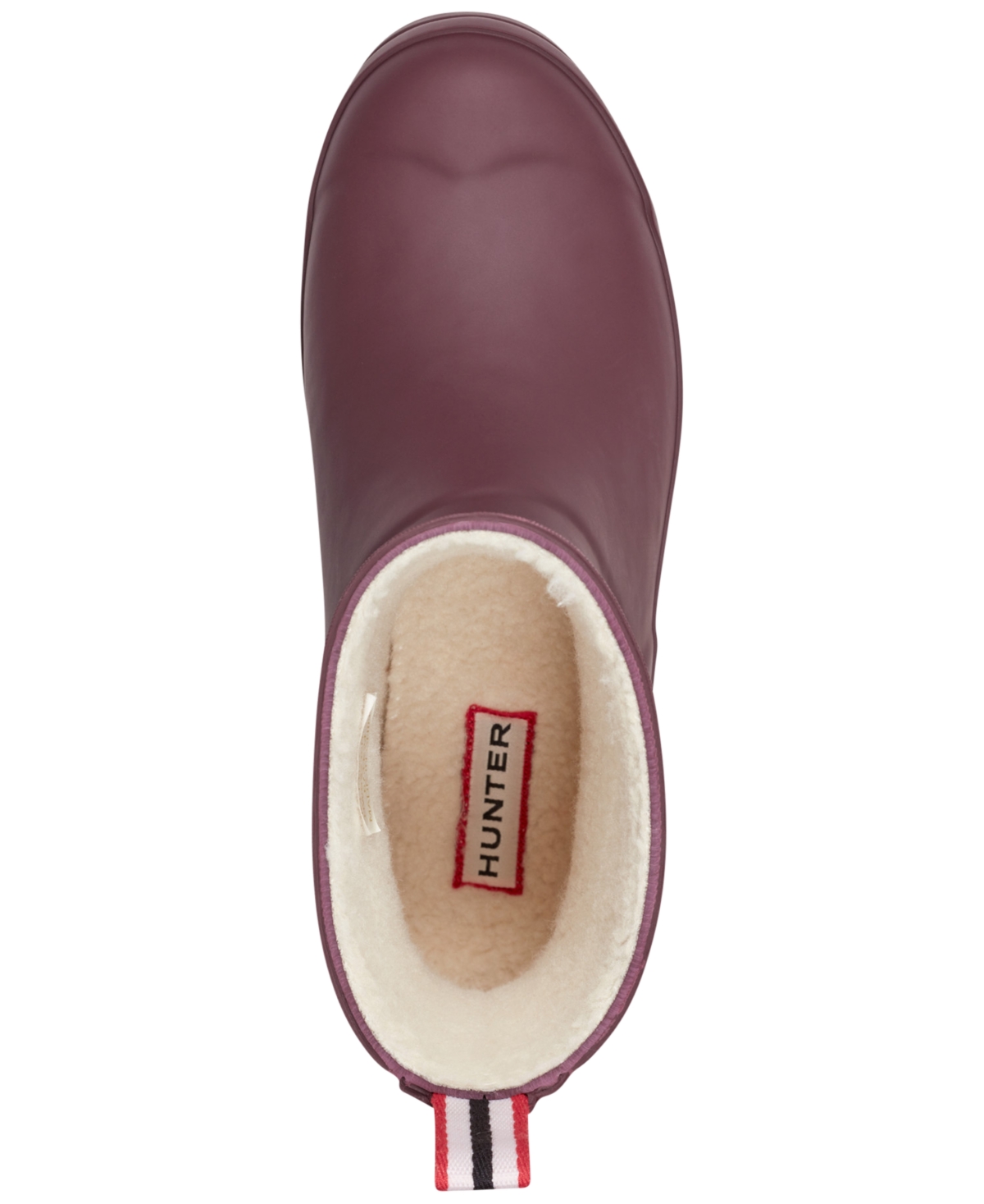 Hunter Play Short Faux Shearling Lined Waterproof Rain Boot In Dark Red