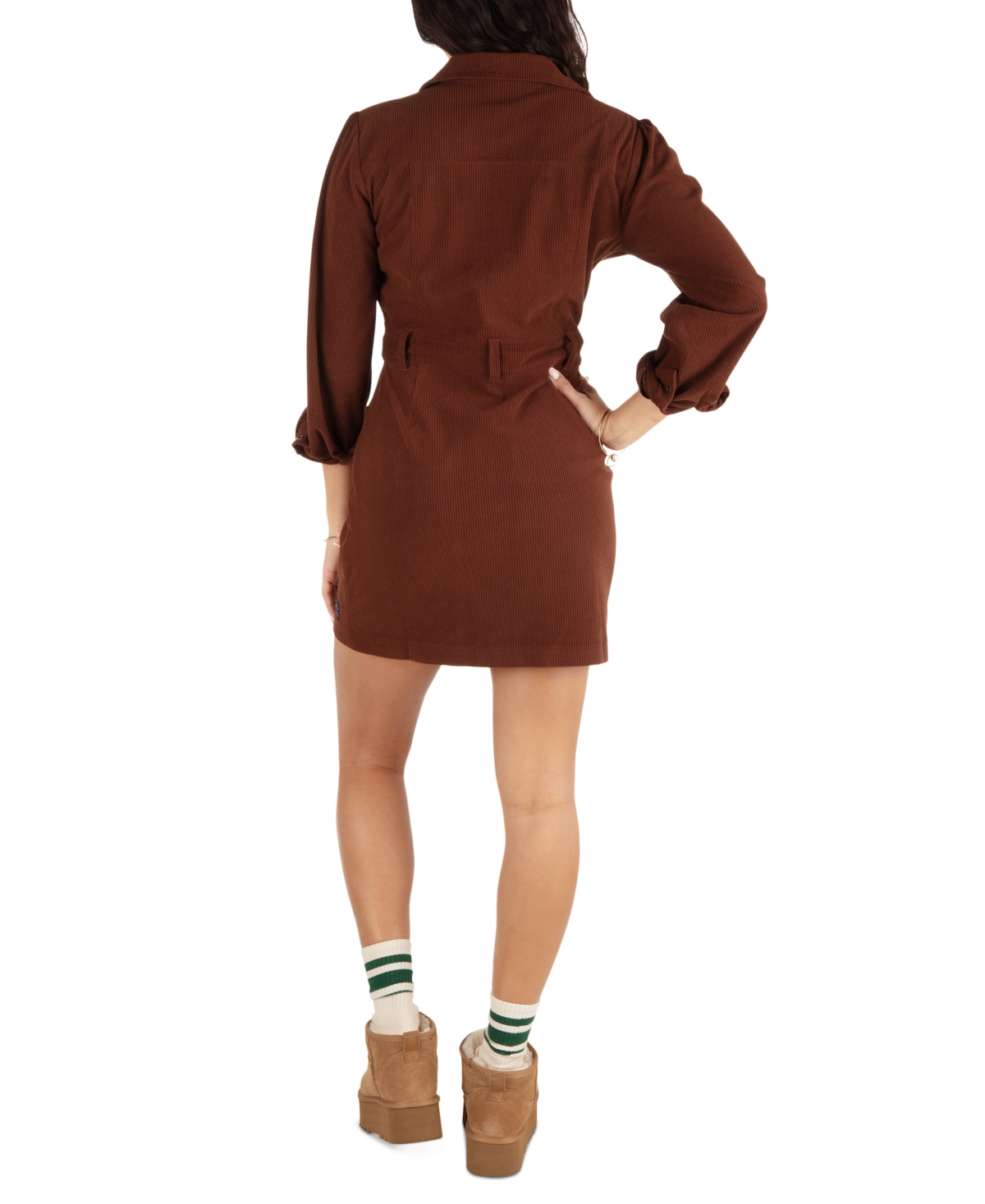 HURLEY JUNIORS' HOLLAND LONG-SLEEVE MINI DRESS 