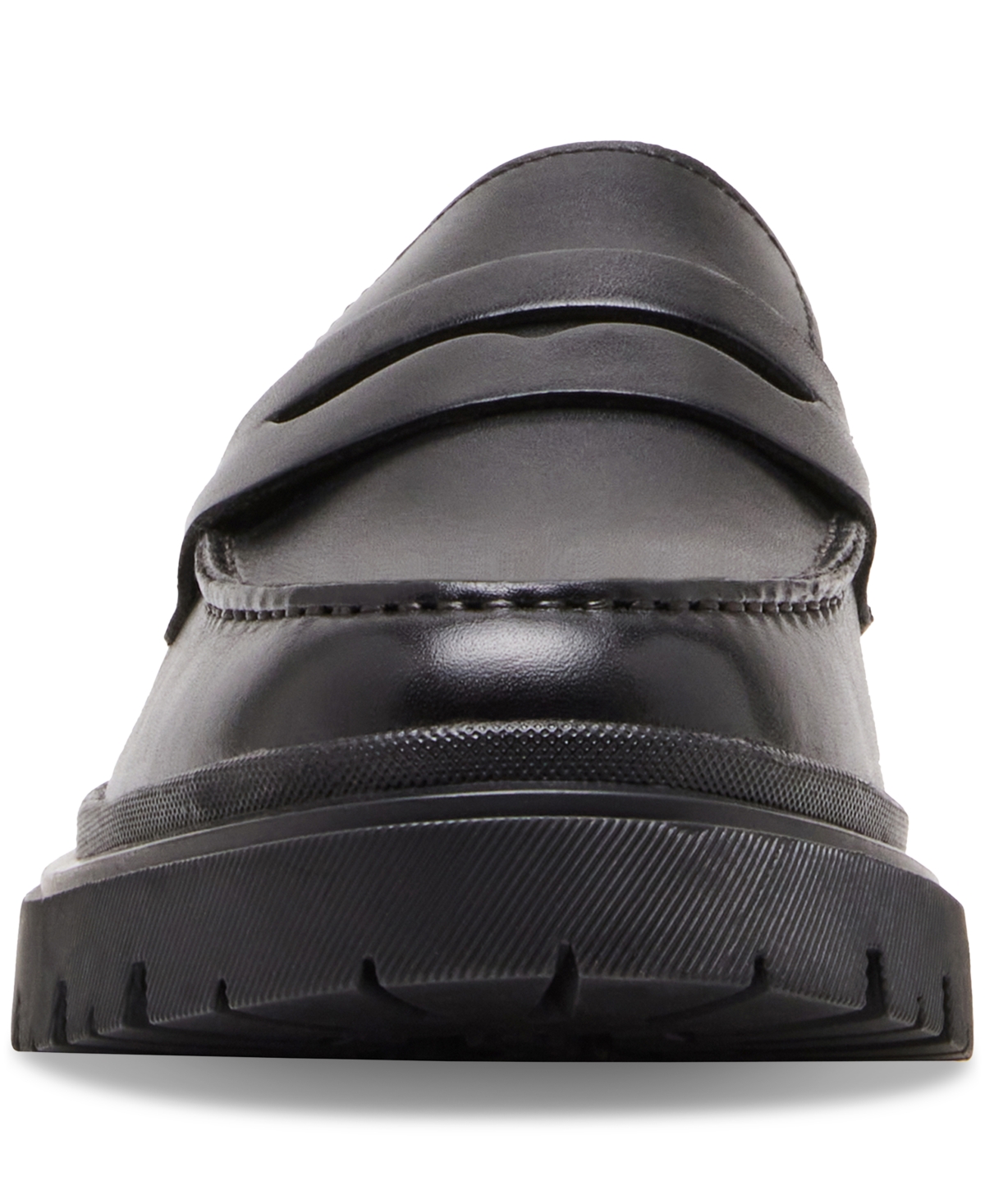 Steve Madden Men's Akkron Faux-leather Lug-sole Penny Loafers In Black Leather