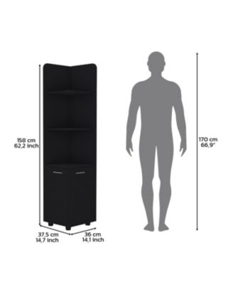 Vestal 62H" Tall Corner Cabinet with 3-Tier Shelf and 2-Door