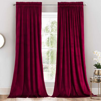 Set of 2 Heavyweight Velvet Curtain Rod Pocket Panels