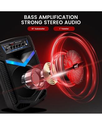 10” Bluetooth Portable PA Speaker With Rechargeable Battery, Party Lights & Microphone, 600 Watt