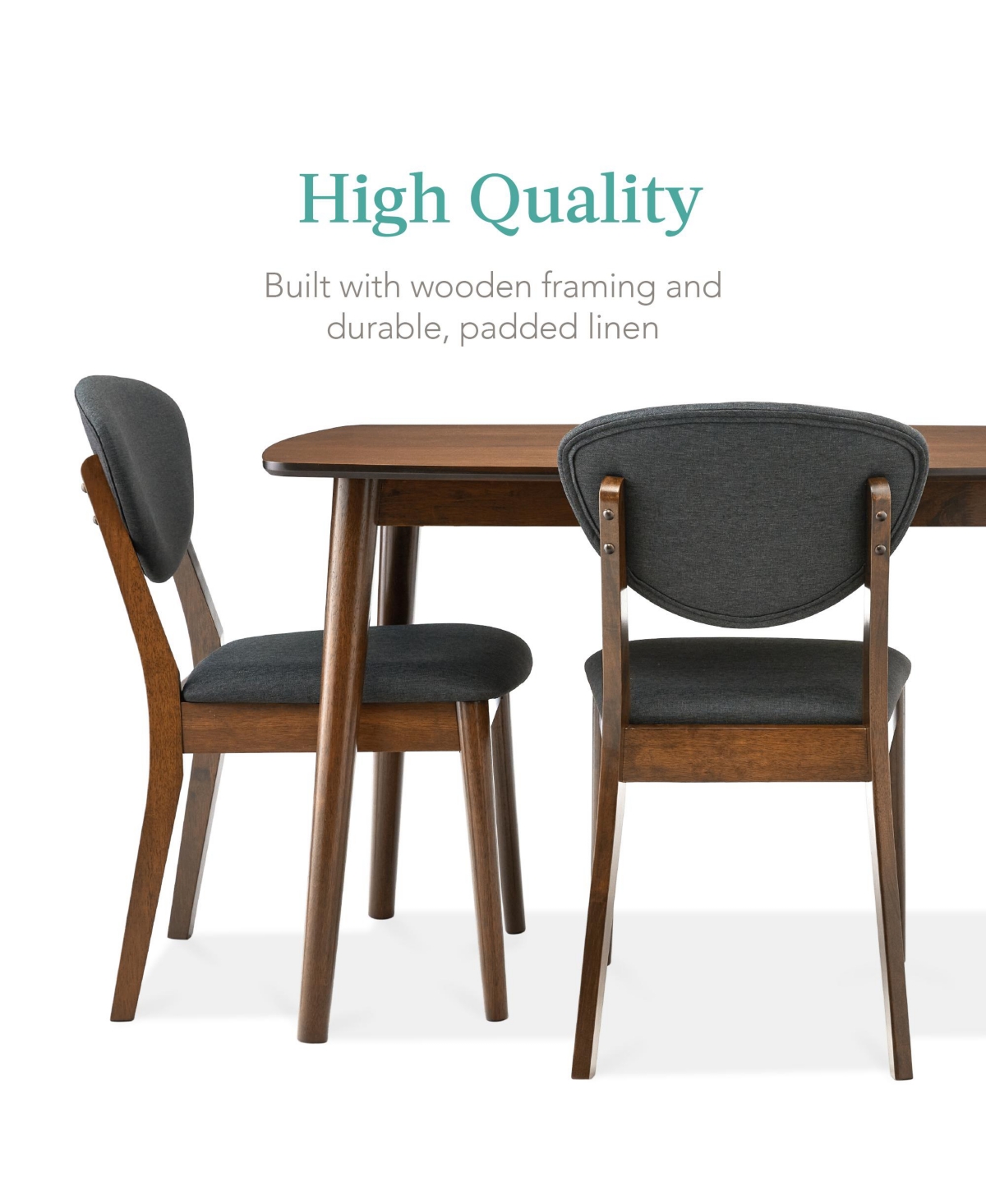 Best Choice Products 5-Piece Compact Wooden Mid-Century Modern Dining Set w/ 4 Chairs, Padded Seat & Back