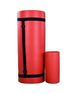 71"x24" Anti Tear Yoga Mat w/Strap, Knee Pad & Blocks, Red