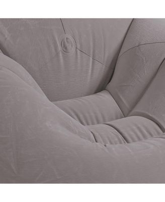 Inflatable Contoured Corduroy Beanless Bag Lounge Chair, Gray (6 Pack)