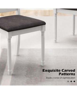 Wooden Dining Chair Set of 4 w/ Acacia Wood Legs Padded Cushion Ladder Back