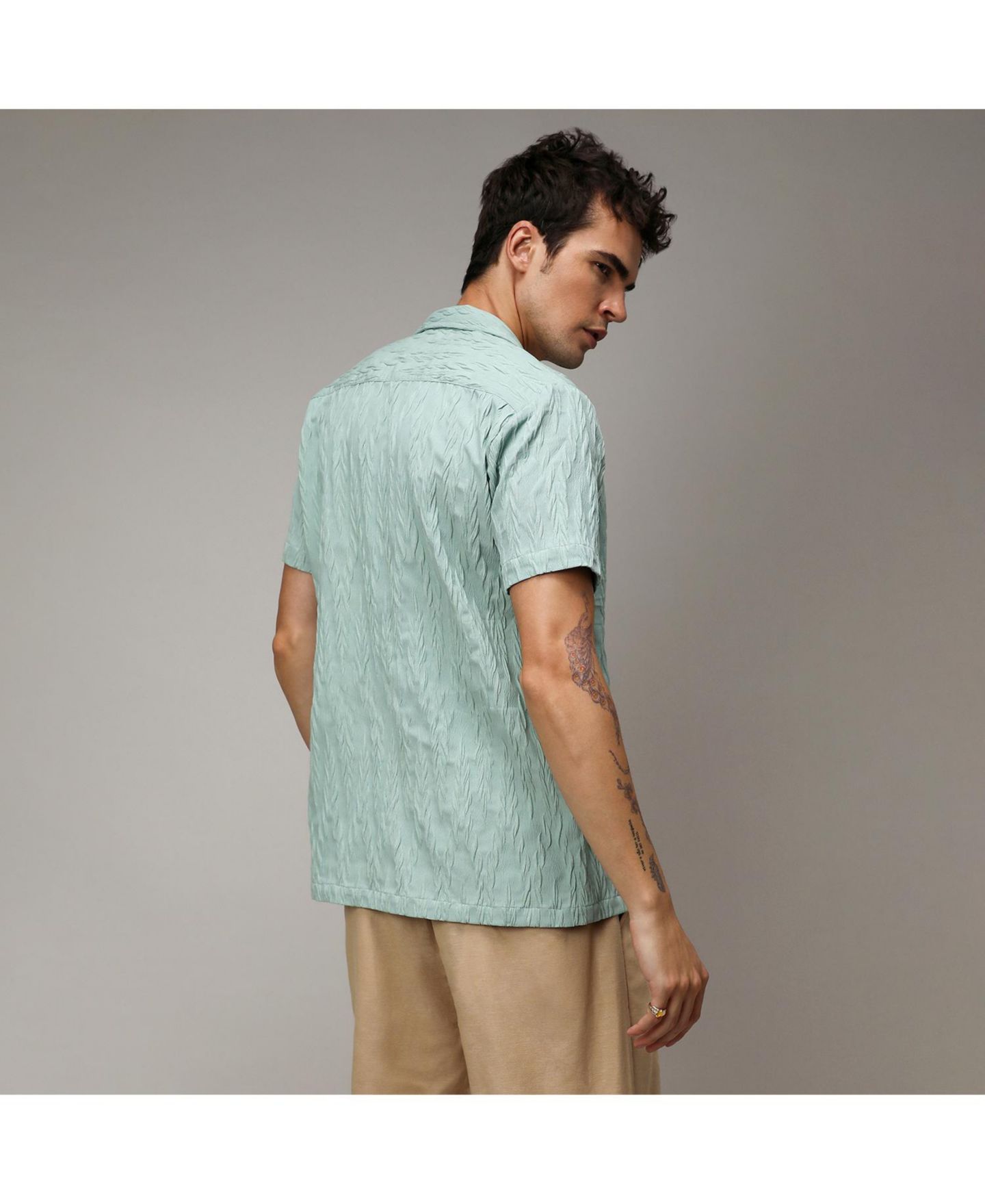 Мужская рубашка Cahoot Campus Sutra Sage Green Grain-Textured, цвет: Зелёный — фото 6