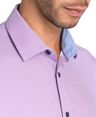 Men Slim-Fit Micro-Geo Dress Shirt