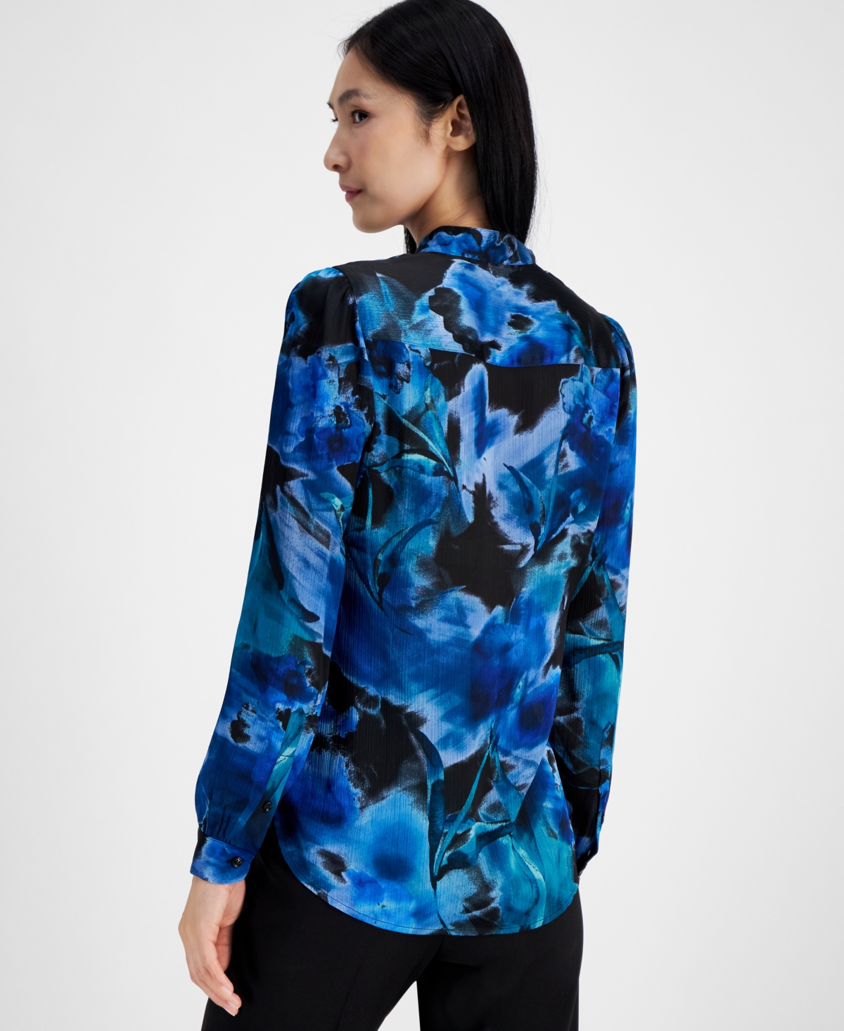 Anne Klein Women's Printed Long-Sleeve Popover Tunic