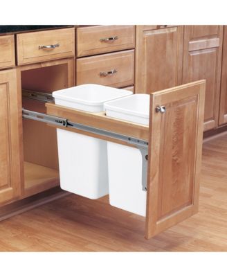 Double Pullout Top Mount Trash Can 27 qt., White, 4WCTM-15DM2