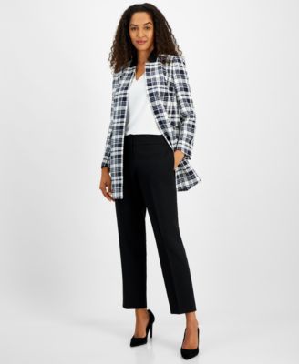 Kasper Women's Open-Front Plaid Topper Jacket Macy's
