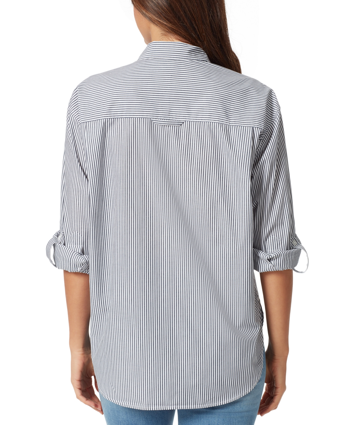 Gloria Vanderbilt Petite Amanda Cotton Button-front Shirt In Marine Navy