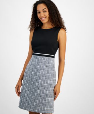 Women's Sleeveless Tweed Sheath Dress, Regular & Petite 