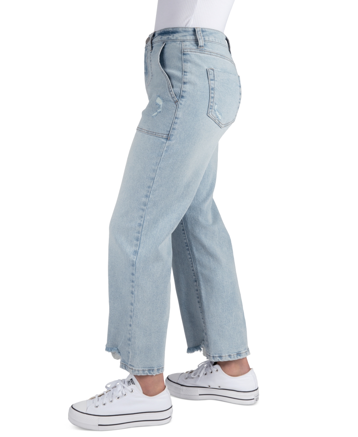 Juniors' High Rise Wide Leg Cropped Jean