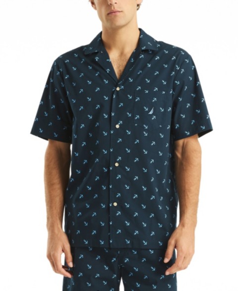 Мужские Nautica Men's Crafted Printed Camp Sleep Pajama Shirt