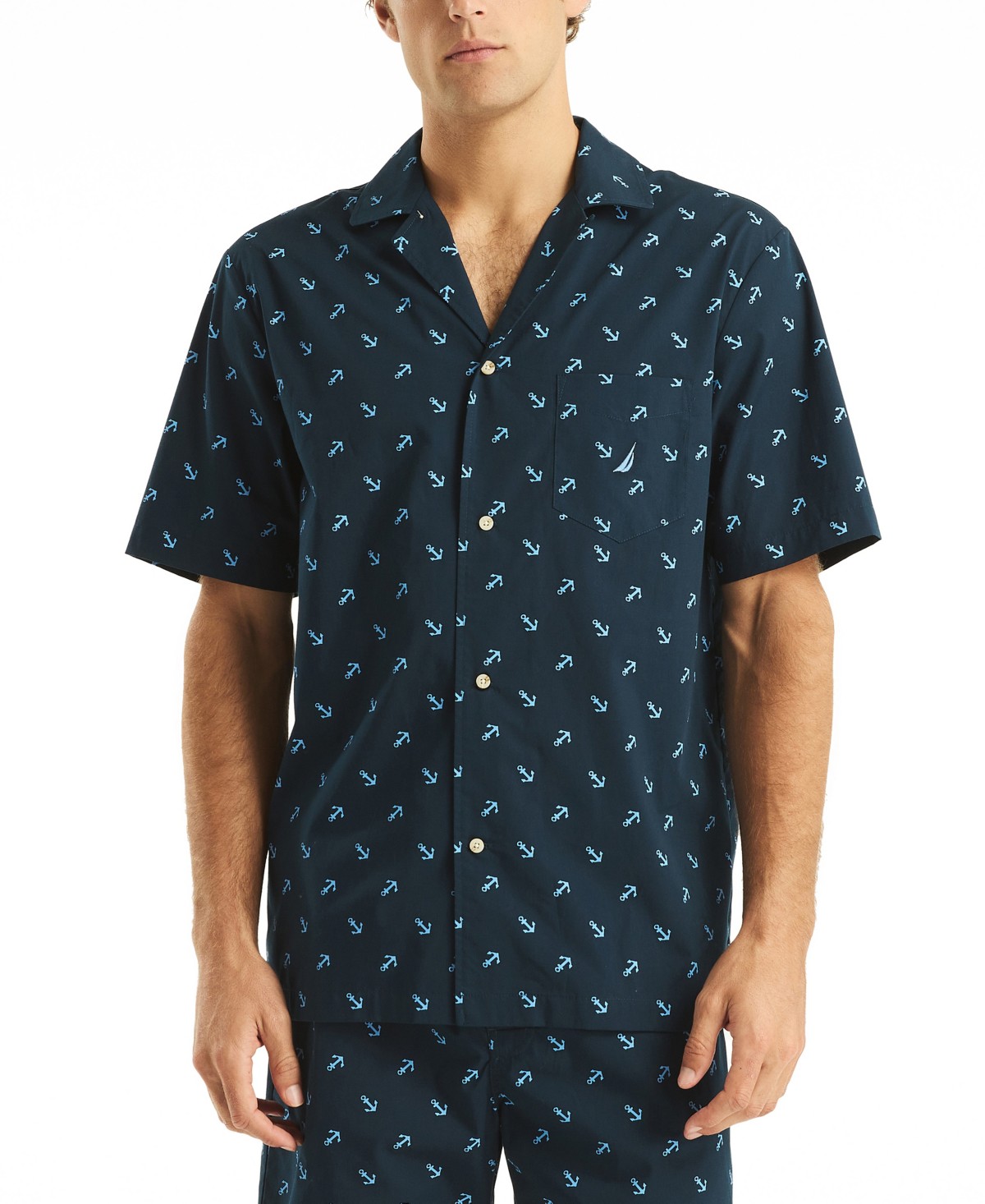 Мужские Nautica Men's Crafted Printed Camp Sleep Pajama Shirt — фото 1