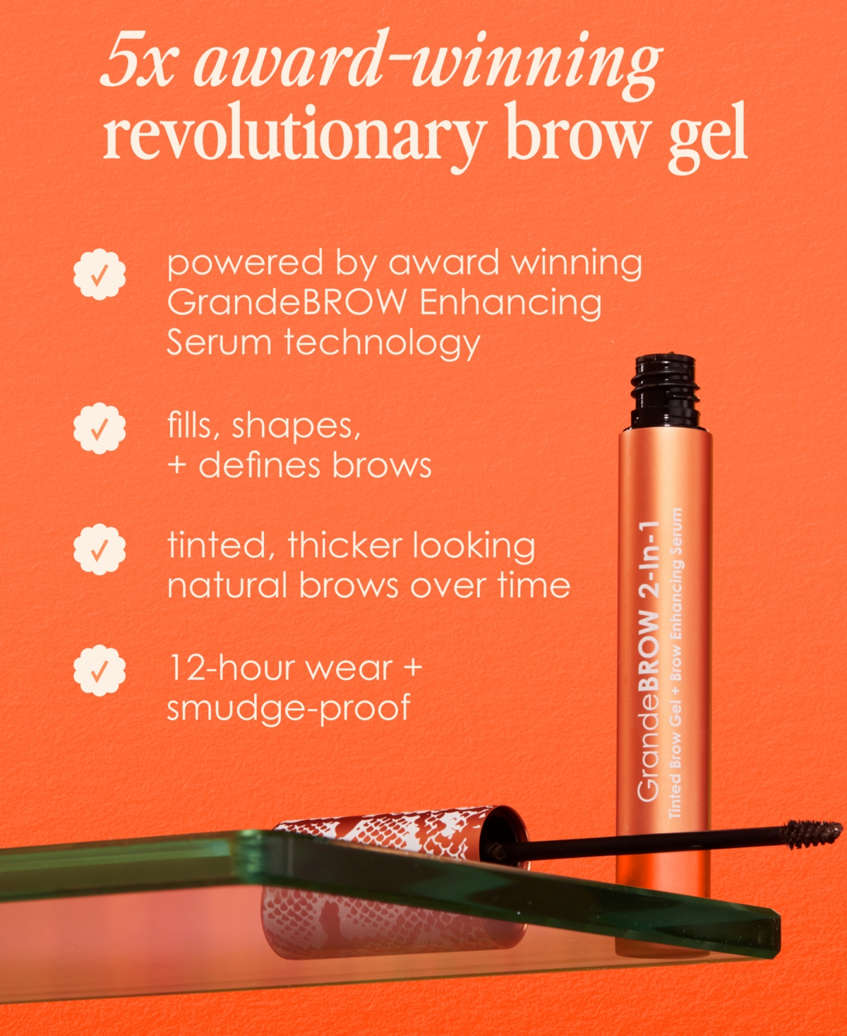 Grande Cosmetics Travel-size Grandebrow 2-in-1 Tinted Brow Gel + Brow Enhancing Serum, 0.02 Oz. In Medium
