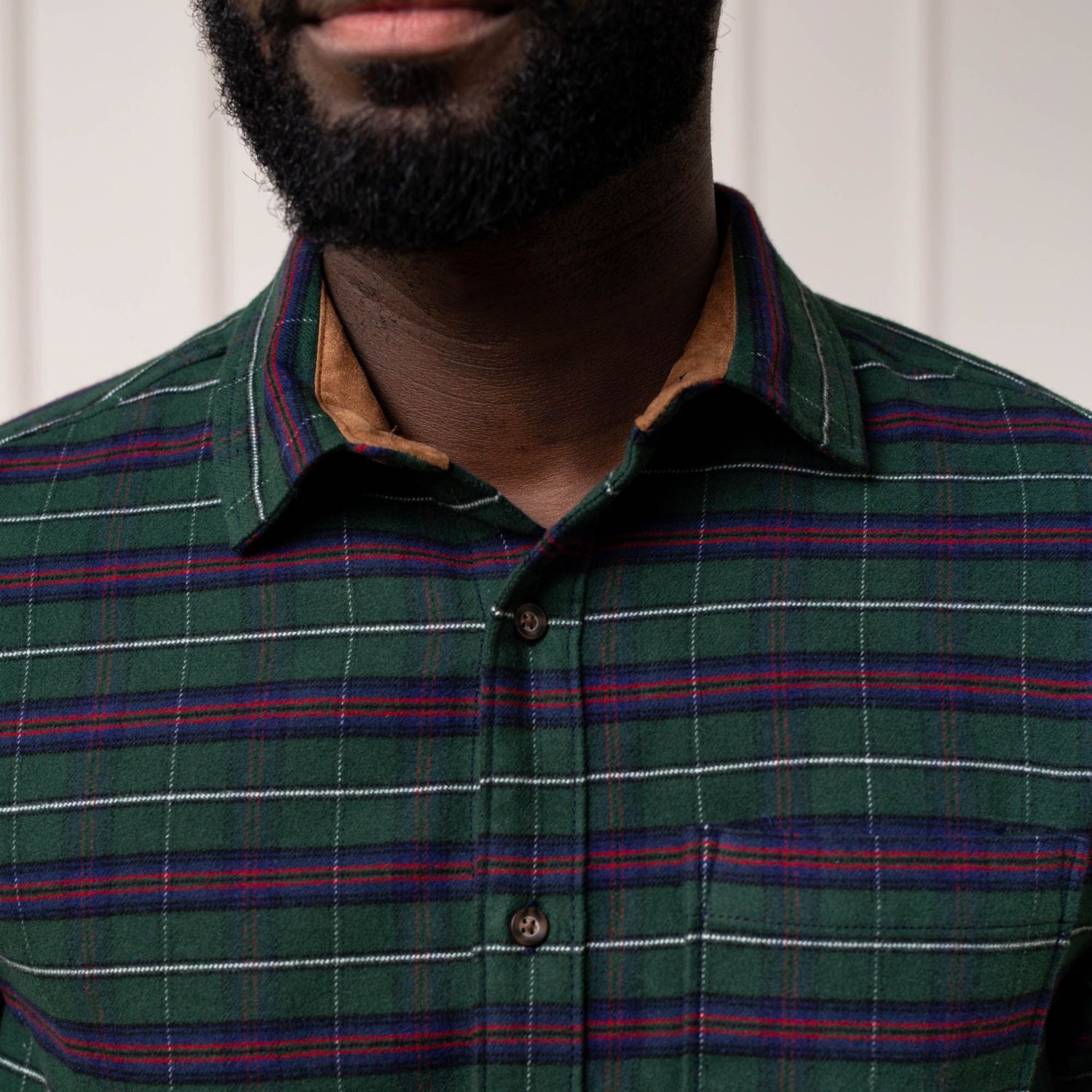 Men's Hope and Henry Organic Flannel Shirt with Suede Detail