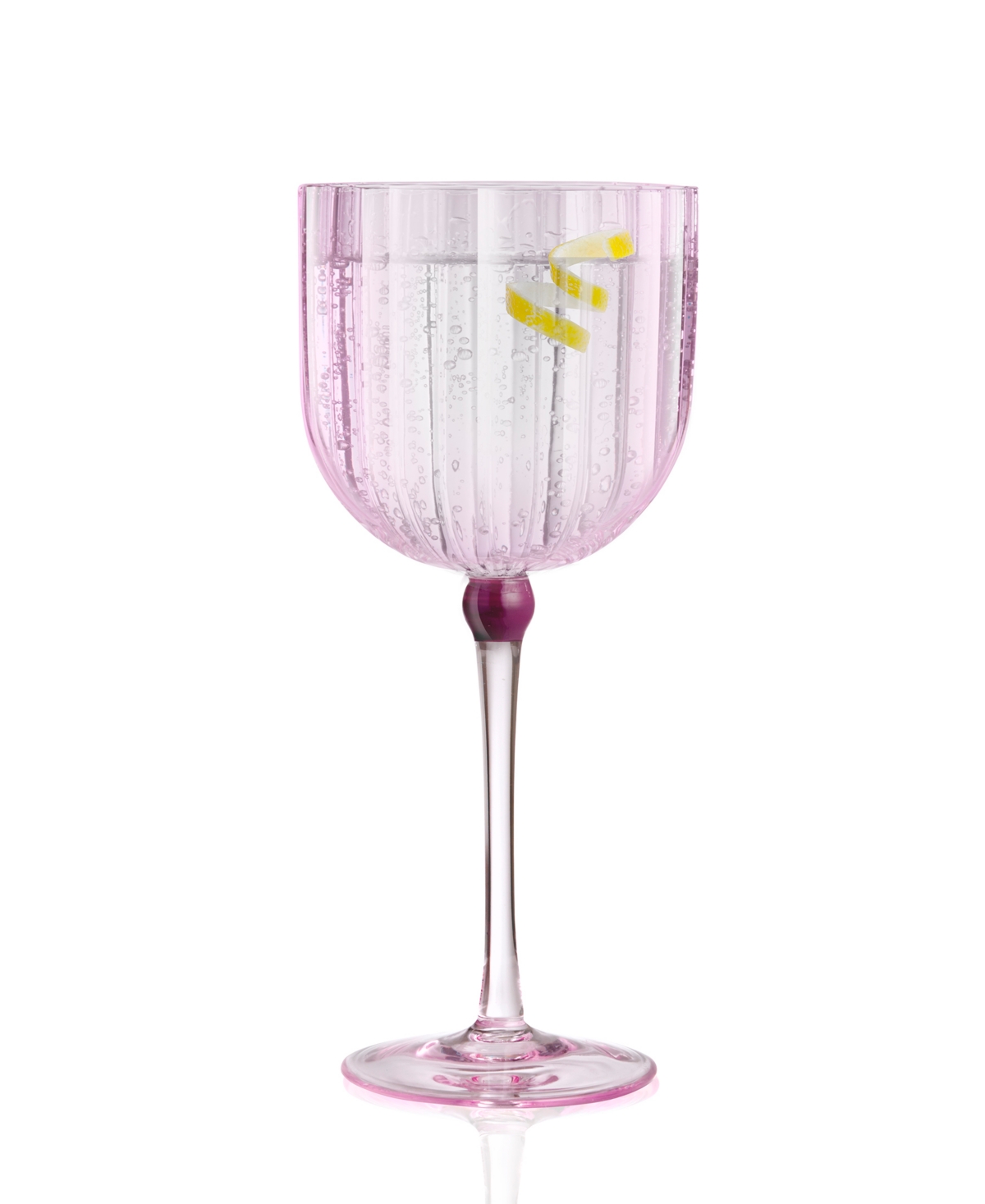 Qualia Glass Cranberry Goblets, Set of 4 - Light Pink with burgundy