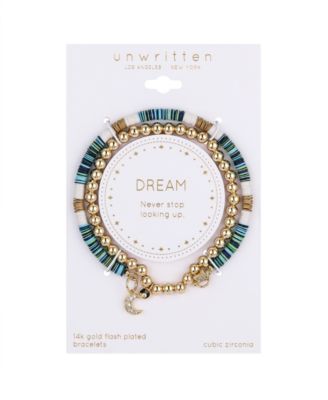 Multi Color Disk Bead Moon and Star and Stretch Bracelet Set