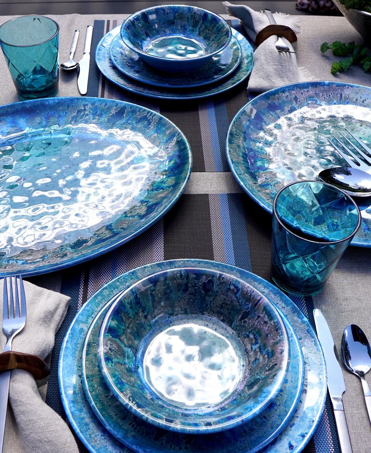 Certified International Radiance Teal Melamine 12-Pc. Dinnerware Set