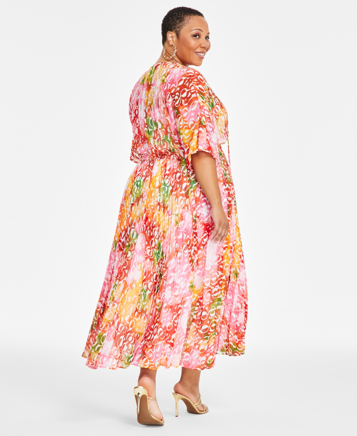 I.n.c. International Concepts Plus Size Printed Pleated Maxi Dress, Exclusively at Macy's