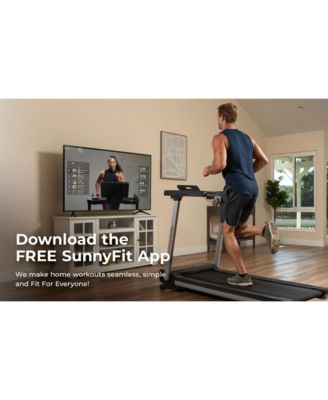 Foldable 15 Level Auto Incline Treadmill, 20" Wide Running Belt, Quiet Brushless Motor, Digital Display, 300 LB Weight Capacity, SunnyFit App Bluetooth Connection