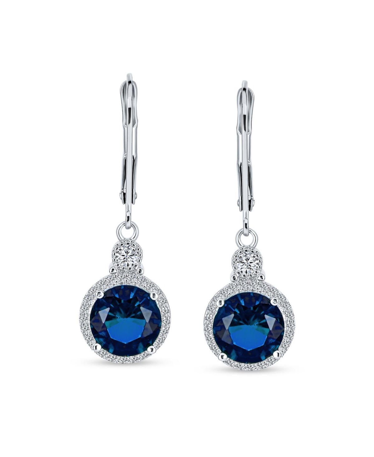 Bling Jewelry 3.5CT Round Solitaire Cubic Zirconia Halo Lever back Dangle Drop Earrings Silver Plated