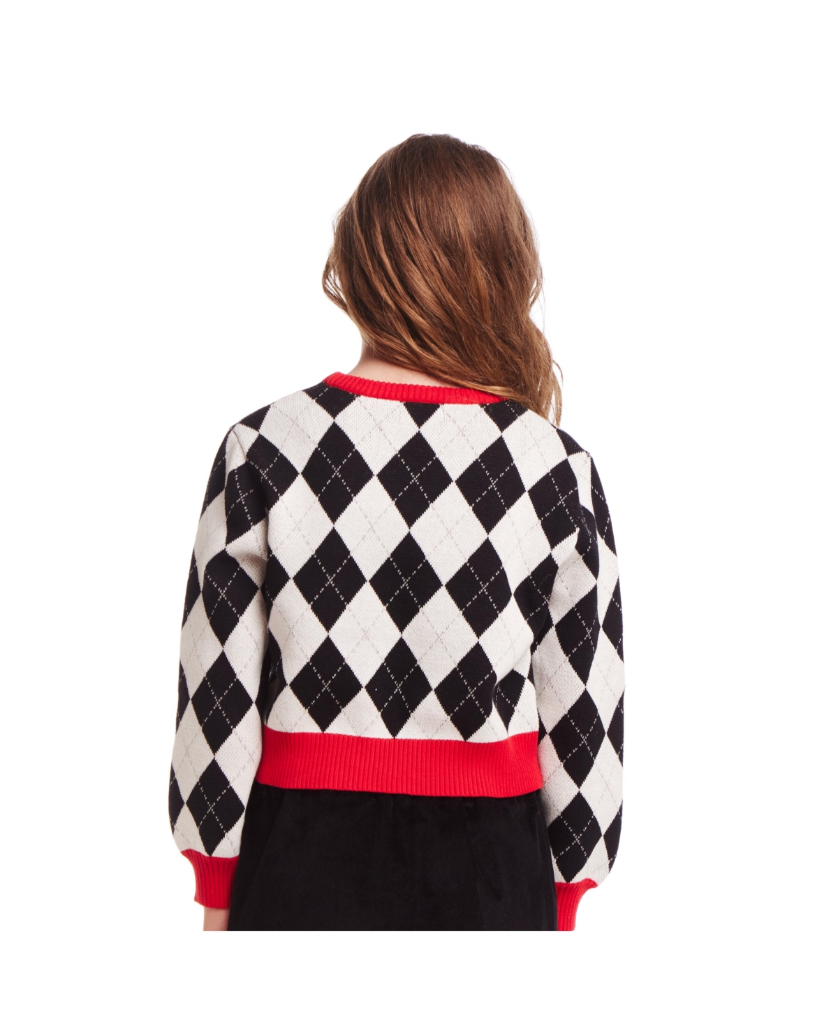 Andy & Evan Big Girls Argyle Cancy Cane Sweater