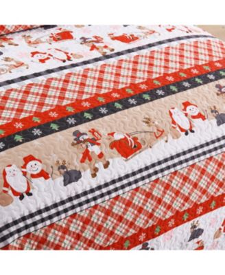 2 Pcs Christmas Quilt BedspreadHoliday Bedding Set Twin