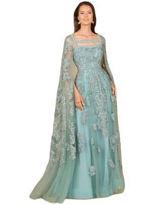 Women's Lace gown with long cape sleeves