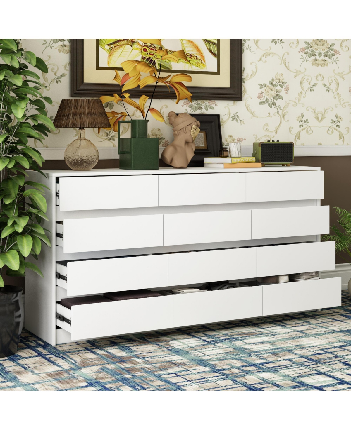 Homsee White Chest of Drawers for Home Storage with 12-Drawer