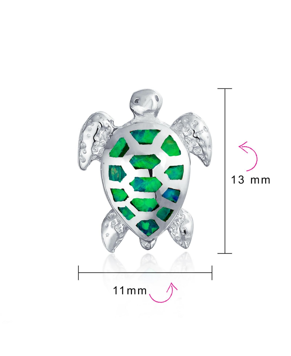 Bling Jewelry Nautical Beach Vacation Iridescent Created Opal Inlay Sea Tortoise Turtle Stud Earrings For Women Sterling Silver 13MM