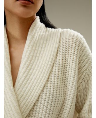 Women's Shawl Collar Drop Shoulder Knit Cardigan