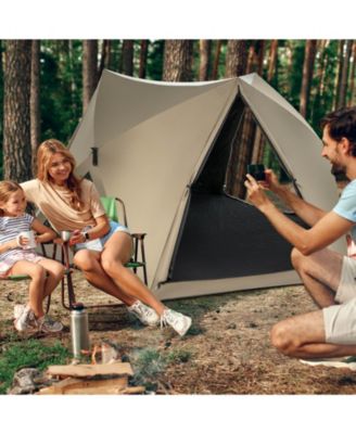 Pop-up Camping Tent for 4/5/6 People with Rainfly Skylight 3 Doors 3 Windows