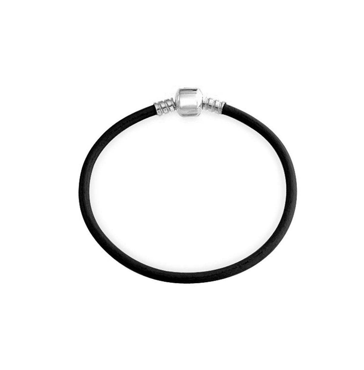 Bling Jewelry UnisexLeather Strand Bracelet for Bead Charms Silver Clasp - Black