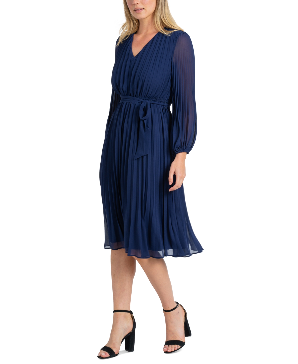 SAM EDELMAN WOMAN'S LONG-SLEEVE PLEATED A-LINE DRESS 