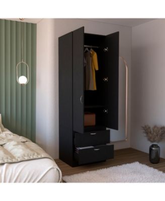 Vicco 76-Inch 2-Drawer 1-Shelf Hanging Rod Wardrobe Armoire