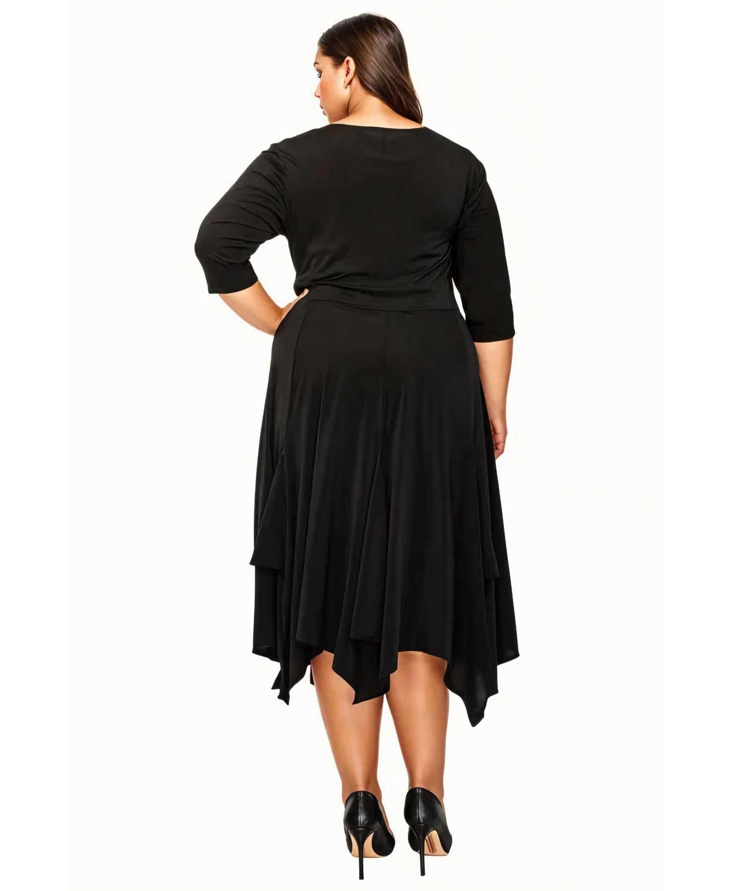 Женское платье L I V D Plus Size Shay Handkerchief Hem, цвет: Чёрный — фото 2