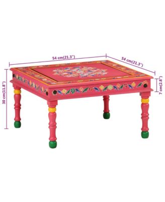 Coffee Table Pink Hand Painted Solid Wood Mango