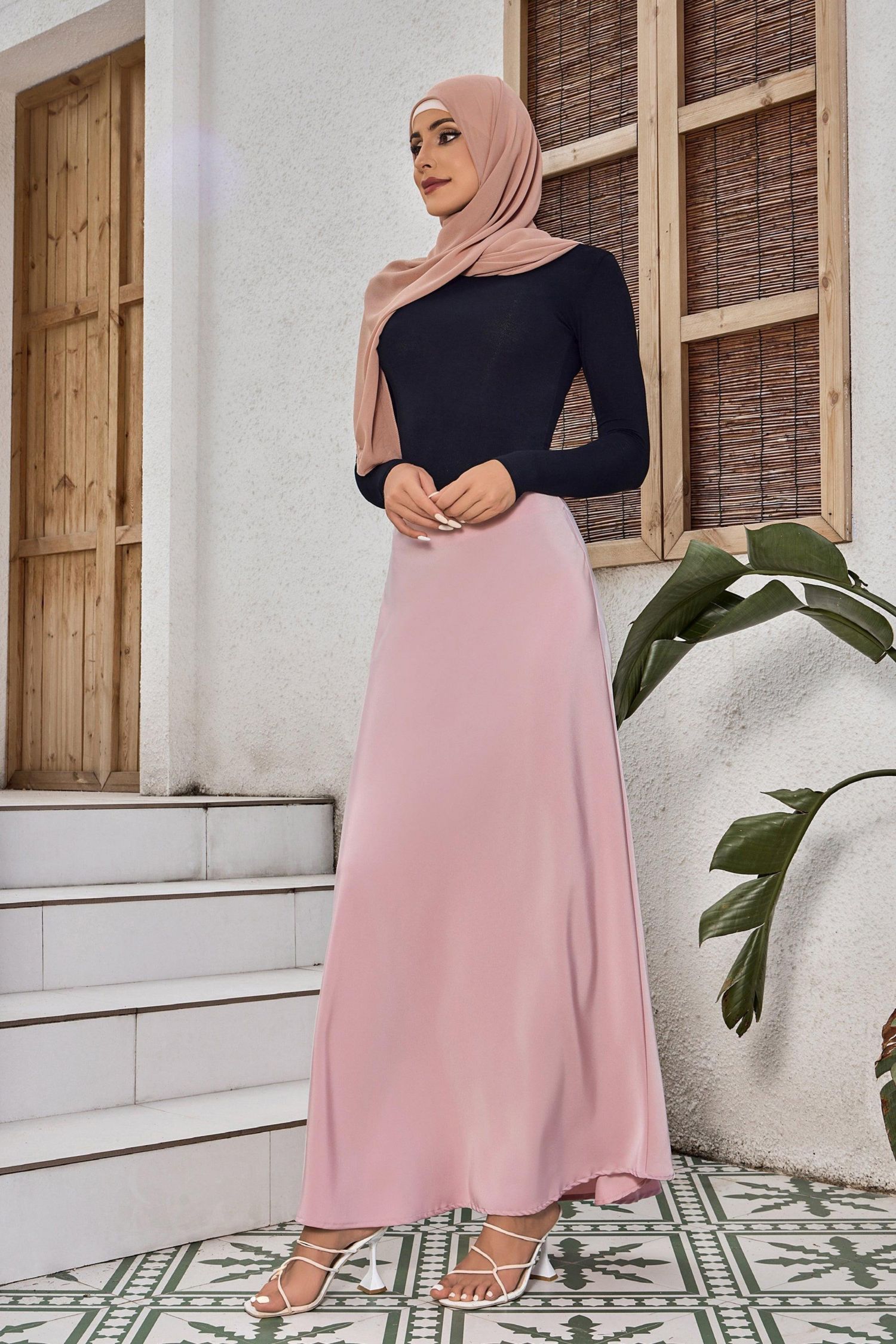 Women's Black Satin Skirt