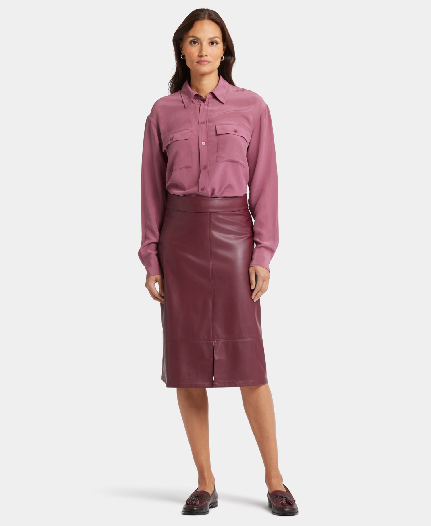 Women's Faux Leather A-Line Skirt