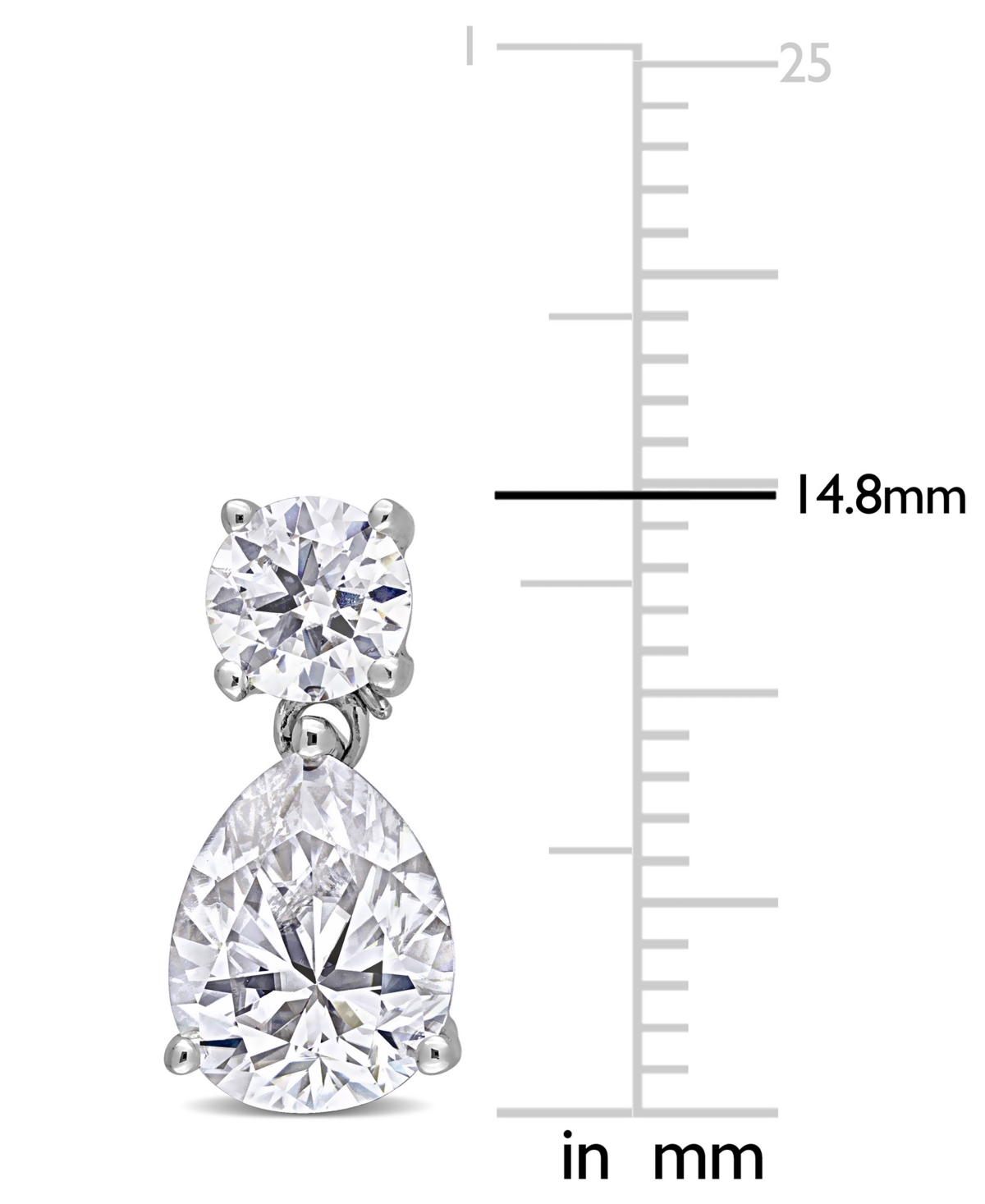 Macy's Moissanite Pear & Round Drop Earrings (5 Ct. T.w.) In Sterling Silver In Sterling Silver Moissanite